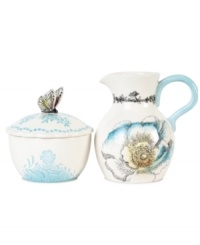 Richly detailed and hand painted, this butterfly-topped sugar bowl and beautiful floral creamer add a romantic touch to any occasion. Incorporate with other Edie Rose by Rachel Bilson dinnerware and serveware pieces to personalize your tabletop. Richly detailed and hand painted, this butterfly-topped sugar bowl and beautiful floral creamer add a romantic touch to any occasion. Incorporate with other Edie Rose by Rachel Bilson dinnerware and serveware pieces to personalize your tabletop.