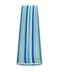 With a retro feel and stripes of cool seaside colors, the beach-inspired Cabana vase brightens any space with irresistible style. Designed by Ludvig Lofgren for Kosta Boda. With a retro feel and stripes of cool seaside colors, the beach-inspired Cabana vase brightens any space with irresistible style. Designed by Ludvig Lofgren for Kosta Boda.