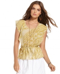 Breeze through the warmer months in DKNY Jeans' lightweight peplum petite top! Pair with a breezy skirt for a boho-chic look. Breeze through the warmer months in DKNY Jeans' lightweight peplum petite top! Pair with a breezy skirt for a boho-chic look.