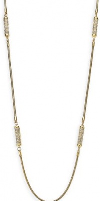 Michael Kors Glam Classics Long Pavé Barrel Station Necklace, Gold