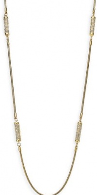 Michael Kors Glam Classics Long Pavé Barrel Station Necklace, Gold