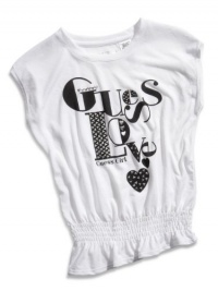 GUESS Kids Girls Little Girl Sleeveless Screen Top with M, WHITE (2T) GUESS Kids Girls Little Girl Sleeveless Screen Top with M, WHITE (2T)