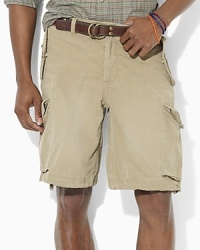 Heavily washed for a worn-in look and feel, a relaxed-fitting cargo short is crafted in lightweight cotton poplin with plenty of utility details. Heavily washed for a worn-in look and feel, a relaxed-fitting cargo short is crafted in lightweight cotton poplin with plenty of utility details.