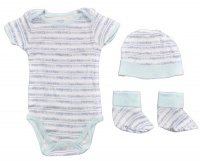 Calvin Klein New born Boys Bodysuit 3Pc Set With Hat & Booties (3/6M) Calvin Klein New born Boys Bodysuit 3Pc Set With Hat & Booties (3/6M)
