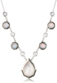 Judith Jack Waterfall Sterling Silver, Marcasite and Blue Opal Mother-of-Pearl Frontal Necklace, 18 Judith Jack Waterfall Sterling Silver, Marcasite and Blue Opal Mother-of-Pearl Frontal Necklace, 18