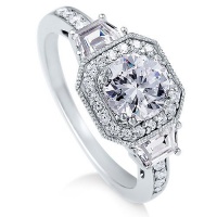 Sterling Silver Ring Round Cubic Zirconia CZ Ring 2.1 ct.tw - Nickel Free Engagement Wedding Ring -Mother's Day Gift Jewelry Sterling Silver Ring Round Cubic Zirconia CZ Ring 2.1 ct.tw - Nickel Free Engagement Wedding Ring -Mother's Day Gift Jewelry