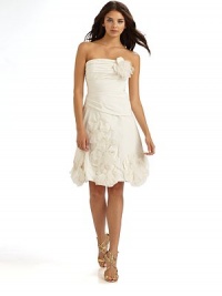 THE LOOKAllover ruching Tulle & chiffon flower appliqués at bodice and flared hemStrapless necklineBoned bodiceSide zipper with hook-and-eyeIncludes removable shoulder strapsTHE FITAbout 23 from natural waistTHE MATERIALPolyesterContrast: silk Fully linedCARE & ORIGINDry clean Imported THE LOOKAllover ruching Tulle & chiffon flower appliqués at bodice and flared hemStrapless necklineBoned bodiceSide zipper with hook-and-eyeIncludes removable shoulder strapsTHE FITAbout 23 from natural waistTHE MATERIALPolyesterContrast: silk Fully linedCARE & ORIGINDry clean Imported