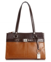 A lovely ladylike silhouette in glazed two-tone leather makes this Giani Bernini bag an everyday essential. Adorned with delicate signature hardware, subtle detail stitching and pockets aplenty, this purse is the perfection of practicality and style. A lovely ladylike silhouette in glazed two-tone leather makes this Giani Bernini bag an everyday essential. Adorned with delicate signature hardware, subtle detail stitching and pockets aplenty, this purse is the perfection of practicality and style.