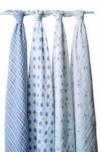 aden + anais Classic Muslin Swaddle Blanket 4 Pack, Prince Charming aden + anais Classic Muslin Swaddle Blanket 4 Pack, Prince Charming