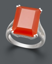 Make your outfit pop with a red-hot drop of color. Ring features a sterling silver setting, a vibrant red agate stone (16 mm x 12 mm) and sparkling diamond accents. Size 7. Make your outfit pop with a red-hot drop of color. Ring features a sterling silver setting, a vibrant red agate stone (16 mm x 12 mm) and sparkling diamond accents. Size 7.