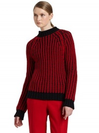 THE LOOKMockneckTwo-tone brioche knit patternLong raglan sleevesPullover styleTHE FITAbout 27 from shoulder to hemTHE MATERIALWoolCARE & ORIGINHand wash or dry cleanMade in ItalyModel shown is 5'10 (177cm) wearing US size Small. THE LOOKMockneckTwo-tone brioche knit patternLong raglan sleevesPullover styleTHE FITAbout 27 from shoulder to hemTHE MATERIALWoolCARE & ORIGINHand wash or dry cleanMade in ItalyModel shown is 5'10 (177cm) wearing US size Small.