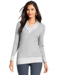 Style&co.'s petite sweater adds fresh touches to a classic silhouette. You'll love to wear it now and for years to come! Style&co.'s petite sweater adds fresh touches to a classic silhouette. You'll love to wear it now and for years to come!