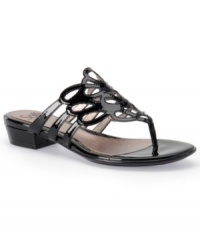 The Sofft Baja Sandals give the simple thong a ladylike makeover with loop laser cut details and a shining patent finish. The Sofft Baja Sandals give the simple thong a ladylike makeover with loop laser cut details and a shining patent finish.