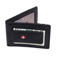 Slim & Thin Money Clip Front Pocket Wallet with Magnet Clip ID Window 3 Cards Soft leather