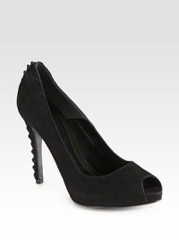Peep toe design in velvety suede, topped with leather trim and knot details. Self-covered heel, 4 (100mm)Covered platform, ½ (15mm)Compares to a 3½ heel (90mm)Suede upper with leather trimLeather lining and solePadded insoleMade in ItalyOUR FIT MODEL RECOMMENDS ordering true size. Peep toe design in velvety suede, topped with leather trim and knot details. Self-covered heel, 4 (100mm)Covered platform, ½ (15mm)Compares to a 3½ heel (90mm)Suede upper with leather trimLeather lining and solePadded insoleMade in ItalyOUR FIT MODEL RECOMMENDS ordering true size.