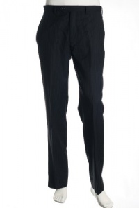 Alfani Herringbone Pinstriped Navy Flat Front Dress Pants SZ 38X30