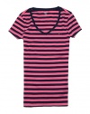 Tommy Hilfiger Women Slim Fit Thin Stripes V-neck T-shirt