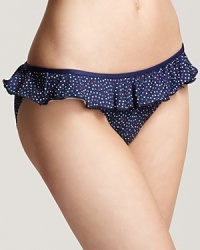 Make preppy-chic your sun bathing signature in Splendid's spot-splashed bikini bottom -- perfect with the matching top or a simple solid. Make preppy-chic your sun bathing signature in Splendid's spot-splashed bikini bottom -- perfect with the matching top or a simple solid.