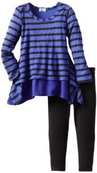 Splendid Littles Girls 2-6x Black Venice Stripe Tunic Set, Iris, 2T