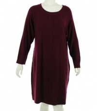 Spense Plus Size Dress, Long Sleeve Cable Sweaterdress wine heather 2X