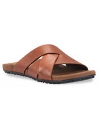 Smooth and sophisticated, these lightweight slide men's sandals make a great addition to any guy's warm weather wardrobe. Smooth and sophisticated, these lightweight slide men's sandals make a great addition to any guy's warm weather wardrobe.