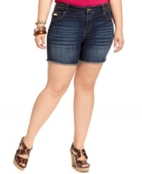 Team your all your new tanks and tees with Baby Phat's plus size denim shorts-- they're must-haves for summer fun! Team your all your new tanks and tees with Baby Phat's plus size denim shorts-- they're must-haves for summer fun!