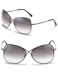 Tom Ford's popular criss-cross silhouette gets a dainty update with thin metal frames and sleek design. Tom Ford's popular criss-cross silhouette gets a dainty update with thin metal frames and sleek design.