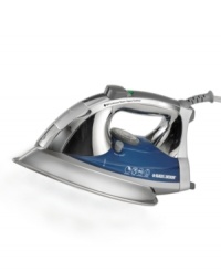 Smooth out the way you iron-simply touch the button once and experience the effortless convenience of continuous steam technology, which provides even heat distribution, horizontal and vertical steam and a powerful spray misting. The 3-way auto shutoff turns the iron off after 8 minutes for peace of mind while getting the kinks, creases and wrinkles out of your clothes. 2-year limited warranty. Smooth out the way you iron-simply touch the button once and experience the effortless convenience of continuous steam technology, which provides even heat distribution, horizontal and vertical steam and a powerful spray misting. The 3-way auto shutoff turns the iron off after 8 minutes for peace of mind while getting the kinks, creases and wrinkles out of your clothes. 2-year limited warranty.