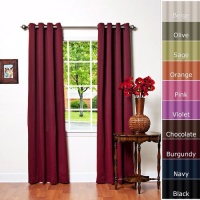 Solid Grommet Top Thermal Insulated Blackout Curtain 84 Length 1 Pair-BURGANDY - GT Solid Grommet Top Thermal Insulated Blackout Curtain 84 Length 1 Pair-BURGANDY - GT