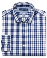 This clean-cut plaid shirt from Tommy Hilfiger is a welcome alternative to a work wardrobe of solids. This clean-cut plaid shirt from Tommy Hilfiger is a welcome alternative to a work wardrobe of solids.