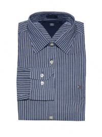 Tommy Hilfiger Men Custom Fit Striped Long Sleeve Logo Shirt Tommy Hilfiger Men Custom Fit Striped Long Sleeve Logo Shirt