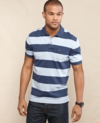 Case of the blues? Freshen up your polo look with this indigo striped shirt from Tommy Hilfiger. Case of the blues? Freshen up your polo look with this indigo striped shirt from Tommy Hilfiger.