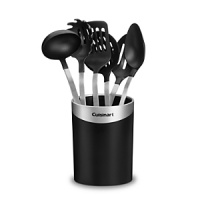 Designed with sturdy stainless steel and nylon that's safe to use with nonstick cookware and heat resistant to 400 degrees, these durable kitchen tools and coordinating caddy from Cuisinart have a sleek, modern appearance. Each piece is finished with a soft-grip handle. Designed with sturdy stainless steel and nylon that's safe to use with nonstick cookware and heat resistant to 400 degrees, these durable kitchen tools and coordinating caddy from Cuisinart have a sleek, modern appearance. Each piece is finished with a soft-grip handle.