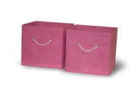 Sourcing Solutions 2-Piece Folding Storage Bins Set, Pink with White Rope Handles