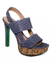 Cause a scene. The Dava platform sandals from Lisa by Donald J Pliner give a new meaning to daring. With a raw cork platform and fish scale-textured leather, they're like nothing you've ever seen. Cause a scene. The Dava platform sandals from Lisa by Donald J Pliner give a new meaning to daring. With a raw cork platform and fish scale-textured leather, they're like nothing you've ever seen.