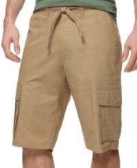 Rough and rugged shorts get a laid-back with these linen-blend shorts from Sean John. Rough and rugged shorts get a laid-back with these linen-blend shorts from Sean John.