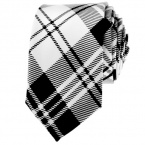 TopTie Unisex New Fashion Black and White Plaid Skinny 2 inch Necktie