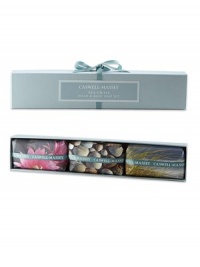 The packaging of this Soap Set is just as beautiful and enticing as the Sea Grass fragrance. Three individually wrapped bar soaps are nestled into a gift box for summertime gift giving. The scent will transport you to the seashore with a warm, breezy air of a relaxing summer day. Made from the freshest ingredients including a combination of citrus bouquet, sparkling notes of crisp greens, calming florals and hints of Cedar and Sandalwood. The packaging of this Soap Set is just as beautiful and enticing as the Sea Grass fragrance. Three individually wrapped bar soaps are nestled into a gift box for summertime gift giving. The scent will transport you to the seashore with a warm, breezy air of a relaxing summer day. Made from the freshest ingredients including a combination of citrus bouquet, sparkling notes of crisp greens, calming florals and hints of Cedar and Sandalwood.