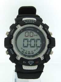 Mens Diamond Watch Black Digital Shock Style King Master Mens Diamond Watch Black Digital Shock Style King Master
