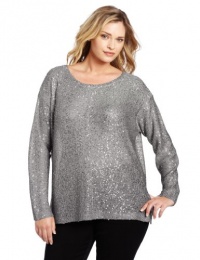 DKNYC Women's Sequin Long Sleeve Pullover, Silver, 2X DKNYC Women's Sequin Long Sleeve Pullover, Silver, 2X
