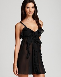 Bring sophistication and subtlety to your boudoir with Flora Nikrooz's chiffon chemise and matching thong.