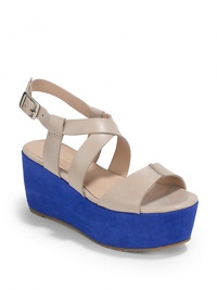 THE LOOKAdjustable crisscross leather ankle strap with bucklePadded insoleContrast suede-covered wedge, 3(75mm)Contrast suede-covered platform, 1½(40mm)Compares to a 1½ heel(40mm)THE MATERIALVegetal leather and suede upperLeather liningMan-made soleORIGINImported THE LOOKAdjustable crisscross leather ankle strap with bucklePadded insoleContrast suede-covered wedge, 3(75mm)Contrast suede-covered platform, 1½(40mm)Compares to a 1½ heel(40mm)THE MATERIALVegetal leather and suede upperLeather liningMan-made soleORIGINImported