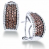 14K White Gold Large Channel Set Round Chocolate Brown and White Diamond Hoop Earrings - (Height = 18mm ; Width = 9mm) - (1.51 cttw)