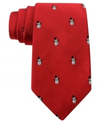 'Tis the season for mixing business and fun-get into the spirit with this snowman-print silk tie from Tommy Hilfiger. 'Tis the season for mixing business and fun-get into the spirit with this snowman-print silk tie from Tommy Hilfiger.