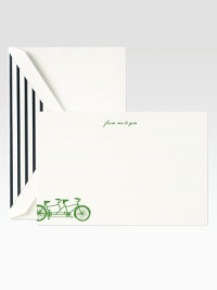 Put pen to paper and get carried away with this stylish set of 10 letterpress notes featuring from me to you message on top. Each card invites you to share a secret, send thanks or simple say hello. The envelopes are finished with graphic striped liners for a playful pop of panache.Includes 10 cards Accompanied by matching lined envelopes Each, 6¾W X 4½H X 1W Cotton fiber paper Made in USA Put pen to paper and get carried away with this stylish set of 10 letterpress notes featuring from me to you message on top. Each card invites you to share a secret, send thanks or simple say hello. The envelopes are finished with graphic striped liners for a playful pop of panache.Includes 10 cards Accompanied by matching lined envelopes Each, 6¾W X 4½H X 1W Cotton fiber paper Made in USA