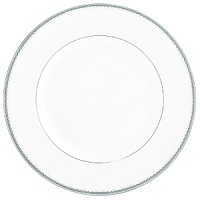 Encircled by scallops and cascading platinum dots, Dentelle brings to mind the exquisitely finished hems of Moniques couture bridal gowns. An accent plate with a full border in soft pearlescent gray casts a subtle shimmer. The refined border design, together with its modern color palette and finish, make this pattern as versatile as it is beautiful. Encircled by scallops and cascading platinum dots, Dentelle brings to mind the exquisitely finished hems of Moniques couture bridal gowns. An accent plate with a full border in soft pearlescent gray casts a subtle shimmer. The refined border design, together with its modern color palette and finish, make this pattern as versatile as it is beautiful.