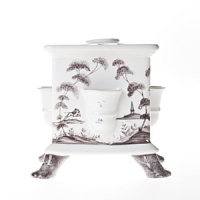 This charming Juliska tulipiere depicts a romantic scene from English country life in traditional ceramic stoneware. This charming Juliska tulipiere depicts a romantic scene from English country life in traditional ceramic stoneware.