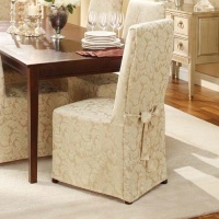 Sure Fit Champagne Scroll Classic Fit Dining Chair Slipcover Sure Fit Champagne Scroll Classic Fit Dining Chair Slipcover