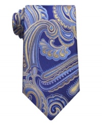 Pick up an elegant pattern in your wardrobe. This Geoffrey Beene paisley tie is the perfect complement to your dress look. Pick up an elegant pattern in your wardrobe. This Geoffrey Beene paisley tie is the perfect complement to your dress look.