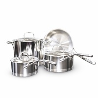 Demeyere Atlantis 7-piece Cookware Set. Demeyere's Atlantis cookware is designed with demanding professionals in mind. With a 7-ply base for exceptional conductivity and stainless steel construction for incomparable durability. The highly polished, silver-white Silvinox® finish looks lovely and makes clean-up easy. Includes 9.4 proline skillet, 1.6-qt. saucepan with lid, 3.2-qt. saucepan with lid, and 8.5-qt. stockpot with lid. Demeyere Atlantis 7-piece Cookware Set. Demeyere's Atlantis cookware is designed with demanding professionals in mind. With a 7-ply base for exceptional conductivity and stainless steel construction for incomparable durability. The highly polished, silver-white Silvinox® finish looks lovely and makes clean-up easy. Includes 9.4 proline skillet, 1.6-qt. saucepan with lid, 3.2-qt. saucepan with lid, and 8.5-qt. stockpot with lid.